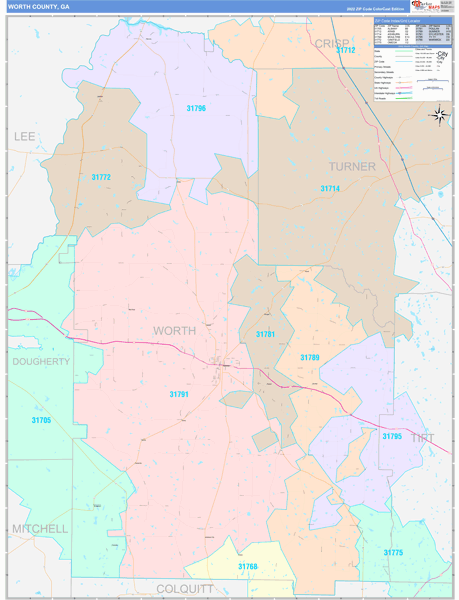 Worth County, GA Zip Code Map