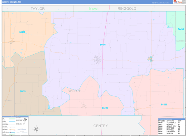 Worth County, MO Zip Code Map