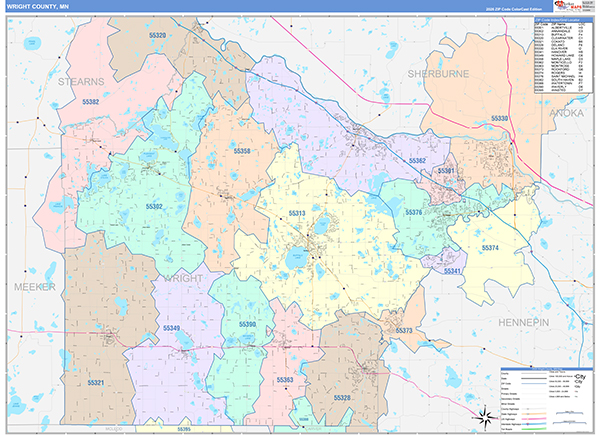 Wright County, MN Zip Code Map