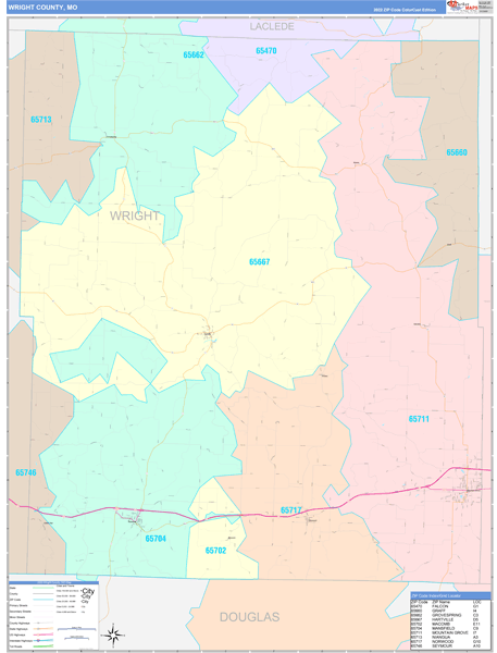 Wright County, MO Wall Map
