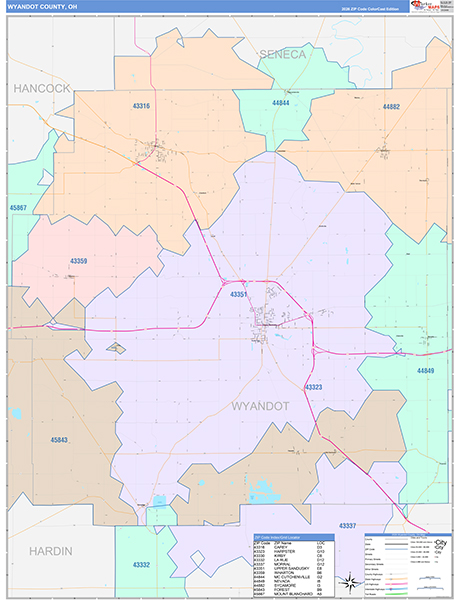 Wyandot County, OH Zip Code Map