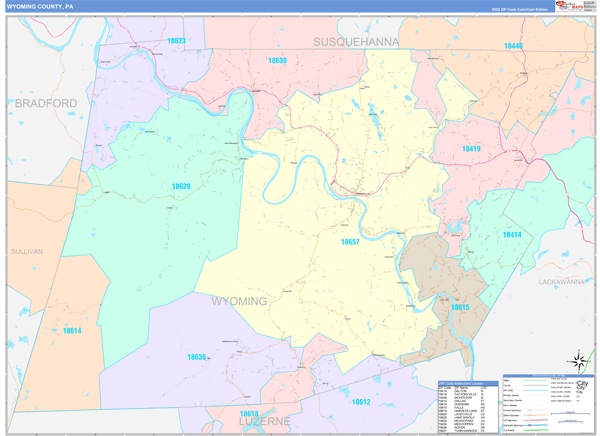 Wyoming County Digital Map Color Cast Style