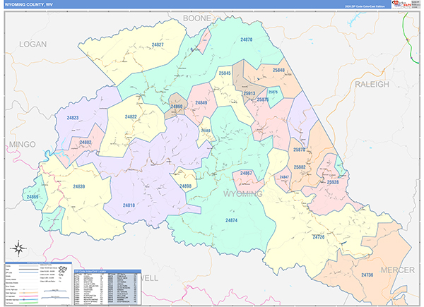 Wyoming County, WV Zip Code Map