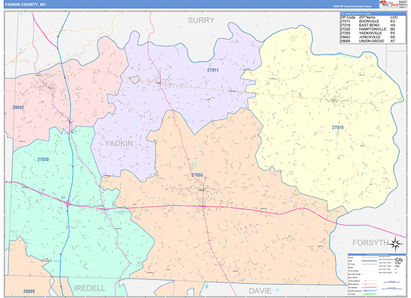 Yadkin County, NC Wall Map