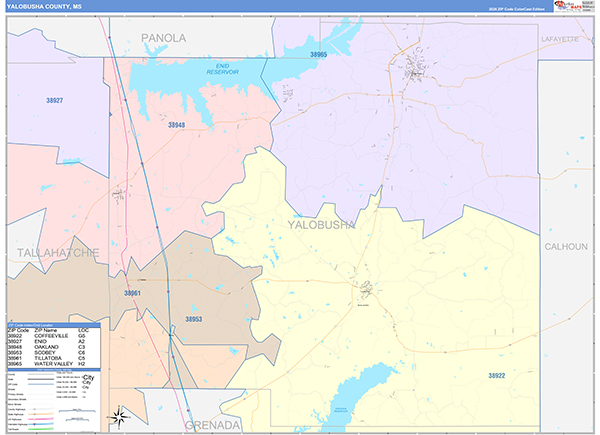 Yalobusha County, MS Zip Code Map