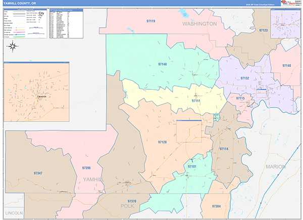 Yamhill County, OR Wall Map