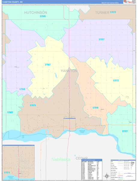 Yankton County, SD Zip Code Map