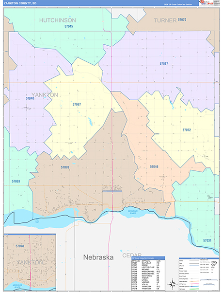 Yankton County, SD Zip Code Map