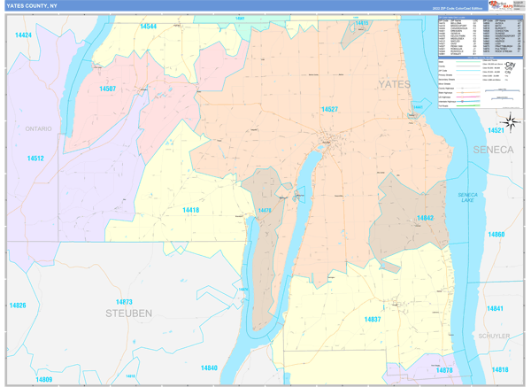 Yates County, NY Wall Map