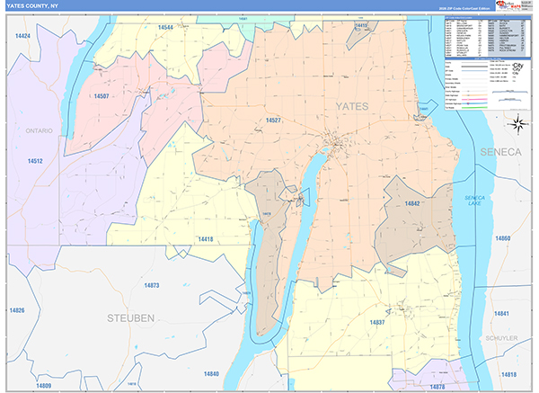 Yates County, NY Zip Code Map