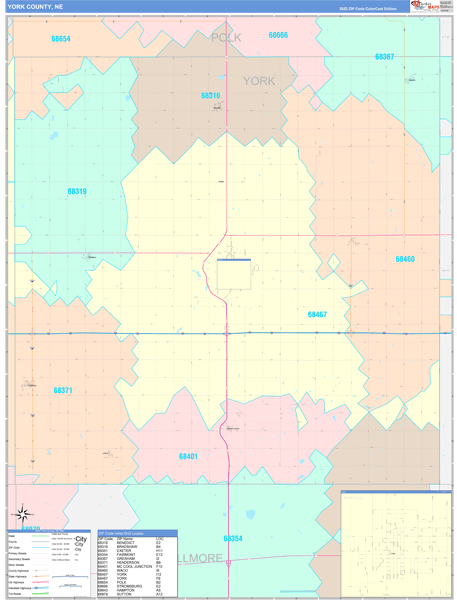York County, NE Wall Map