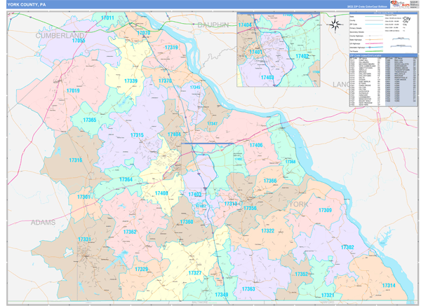 York County, PA Zip Code Map