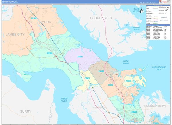 York County Digital Map Color Cast Style