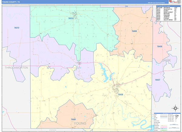 Young County, TX Zip Code Map