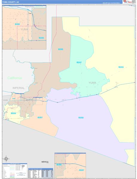Yuma County Wall Map Color Cast Style