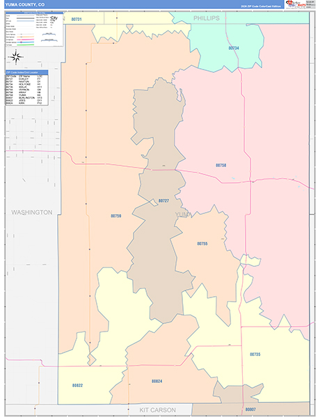 Yuma County, CO Zip Code Map