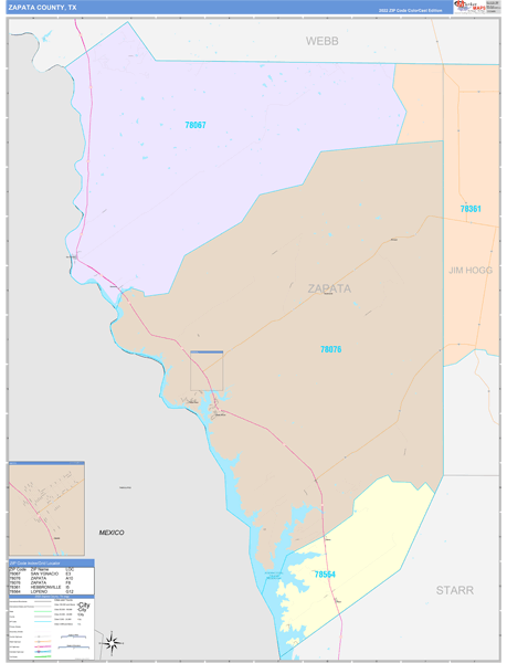 Zapata County, TX Wall Map