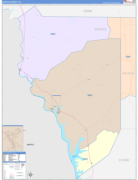 Zapata County, TX Zip Code Map
