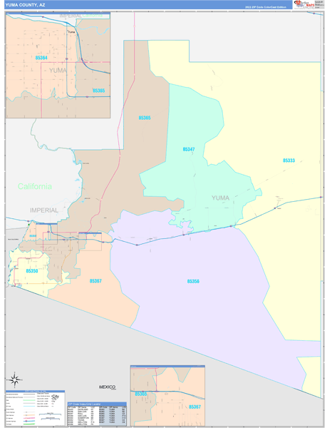 yuma  Yuma County, AZ 5 Digit Zip Code Maps - Basic