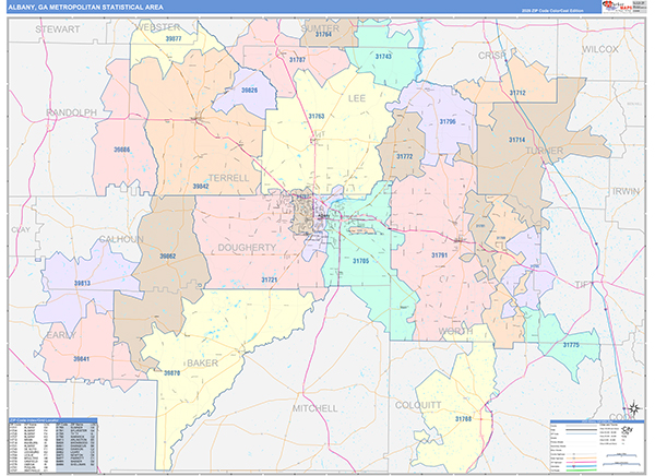 Albany Metro Area Wall Map Color Cast Style