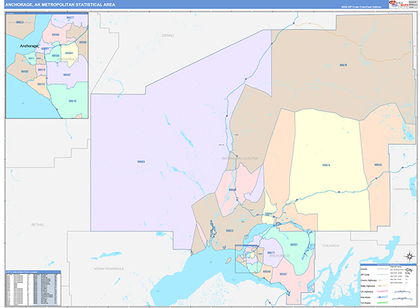 Anchorage Metro Area Wall Map