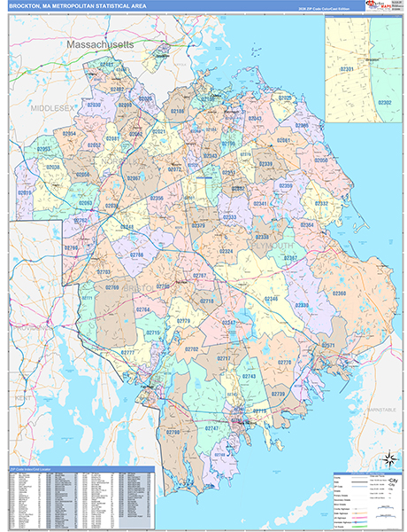 Brockton Metro Area Digital Map Color Cast Style