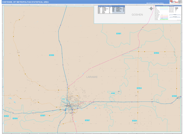 Cheyenne Metro Area Digital Map Color Cast Style