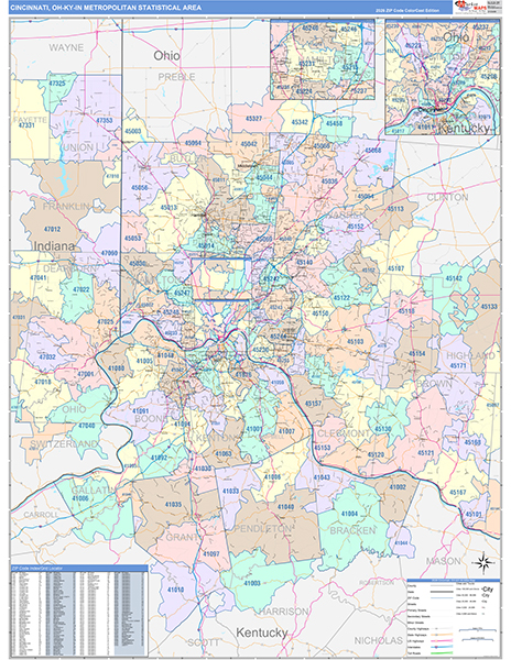 Cincinnati Metro Area Wall Map