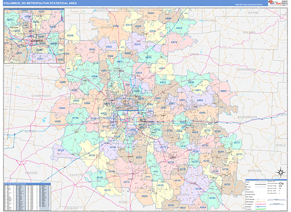 Columbus Metro Area Wall Map