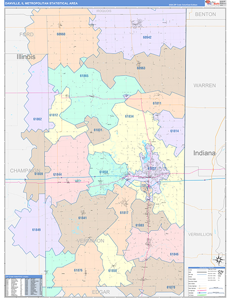 Danville Metro Area Wall Map