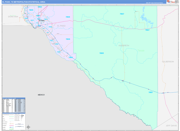 Wall Maps of El Paso Metro Area Texas - marketmaps.com