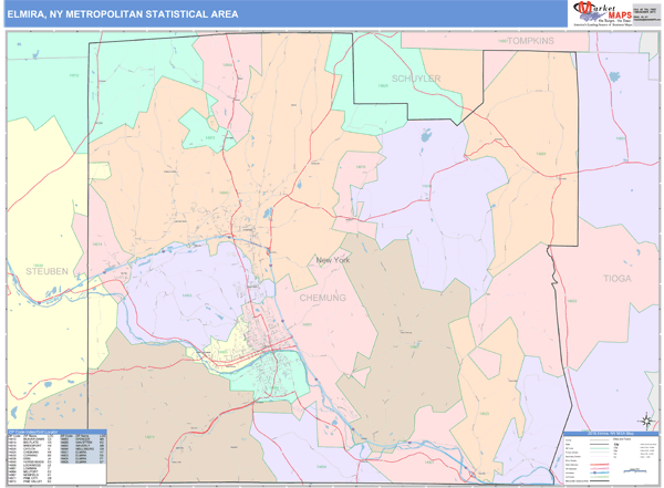 Elmira Metro Area Digital Map Color Cast Style