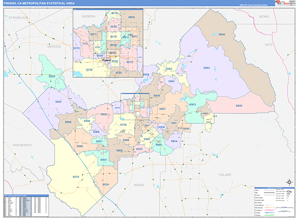 Fresno Metro Area Wall Map