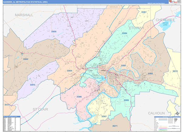 Gadsden Metro Area Wall Map
