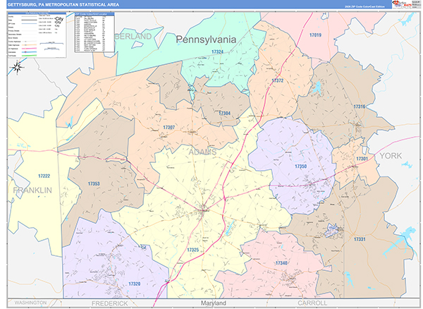 Gettysburg Metro Area Wall Map