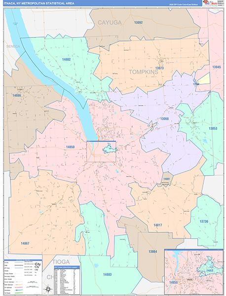 Ithaca Metro Area Wall Map