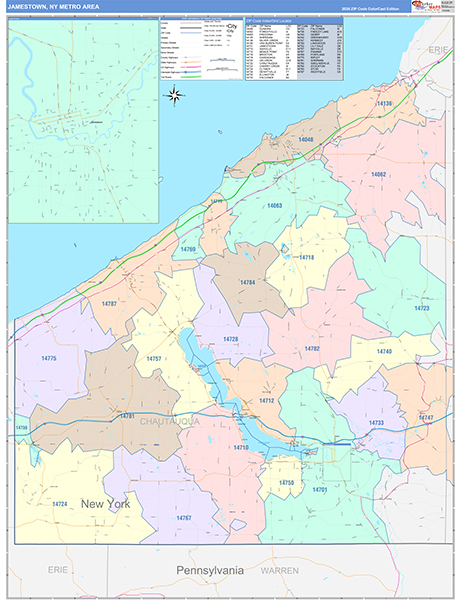 Jamestown Metro Area Wall Map