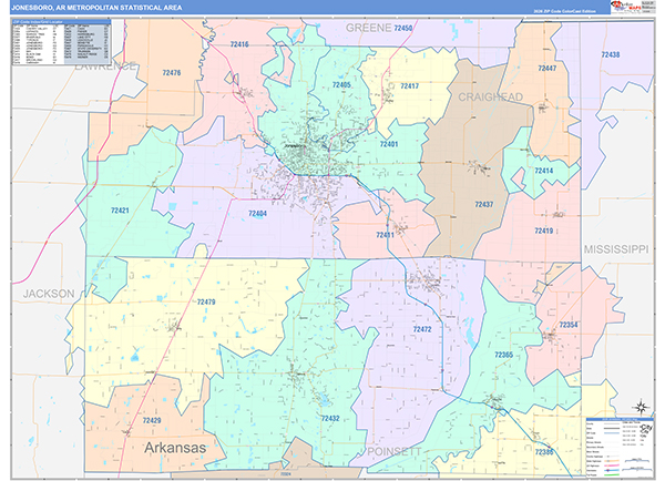 Jonesboro Metro Area Wall Map