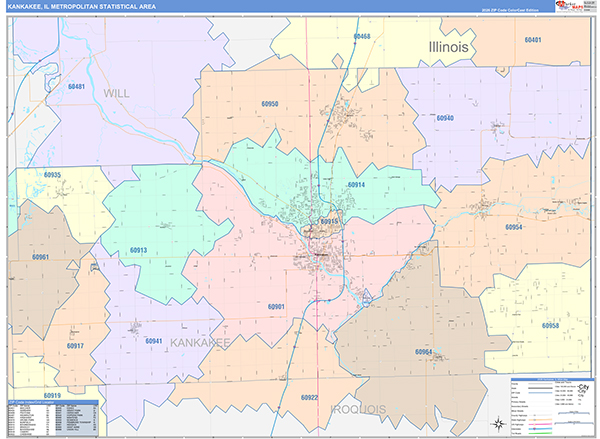 Kankakee Metro Area Wall Map
