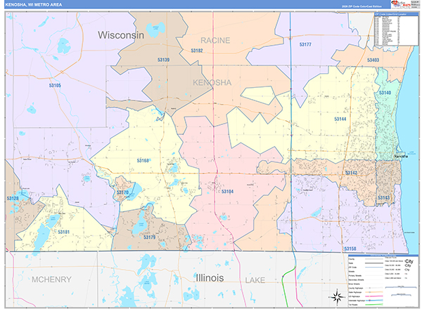 Kenosha Metro Area Wall Map