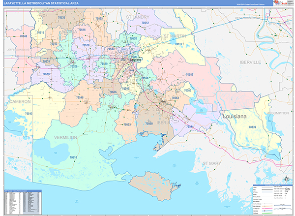 Lafayette Metro Area Wall Map