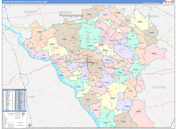 Lancaster Metro Area Wall Map