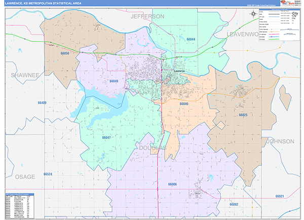 Lawrence Metro Area Wall Map