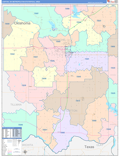 Lawton Metro Area Wall Map