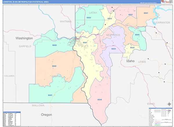 Lewiston Metro Area Wall Map