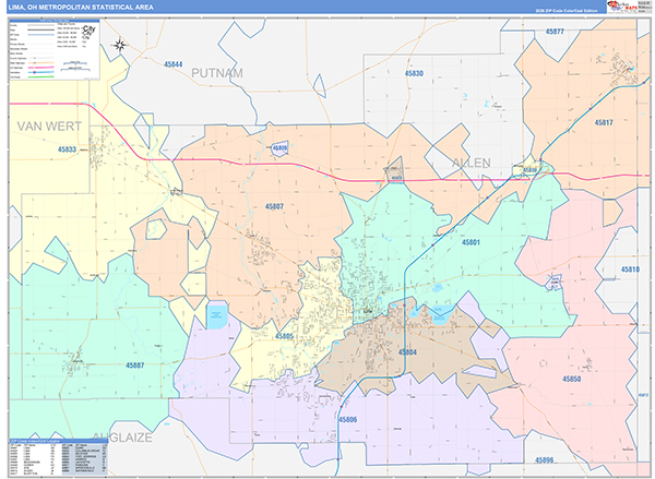 Lima Metro Area Wall Map Color Cast Style