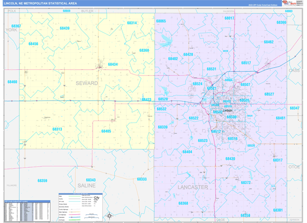 Lincoln Metro Area Digital Map Color Cast Style