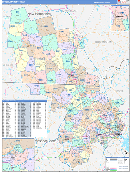Lowell Metro Area Wall Map