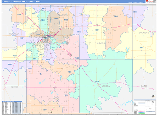 Lubbock Metro Area Wall Map