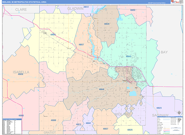 Midland Metro Area Wall Map